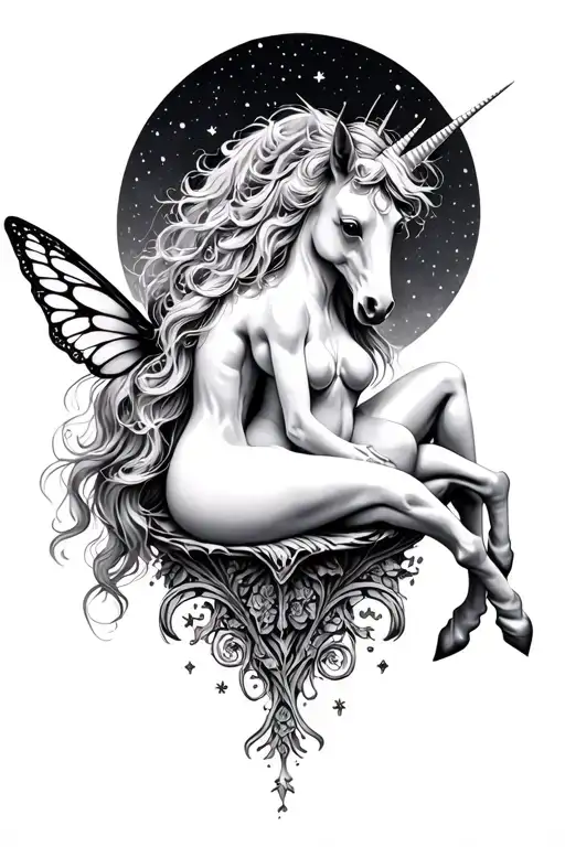 Unicorn And Fairy Sitting On Top