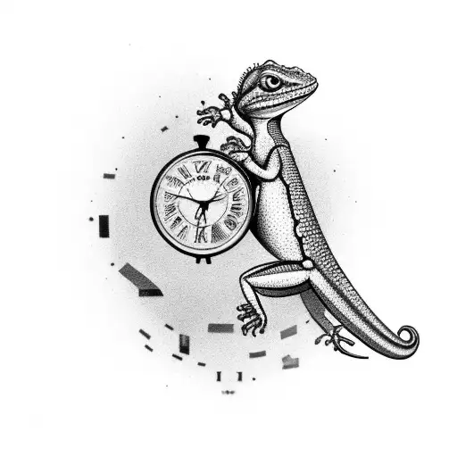 Lizard Trapped In A Broken Clock