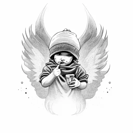 Cherub With Beanie And Middle Finger