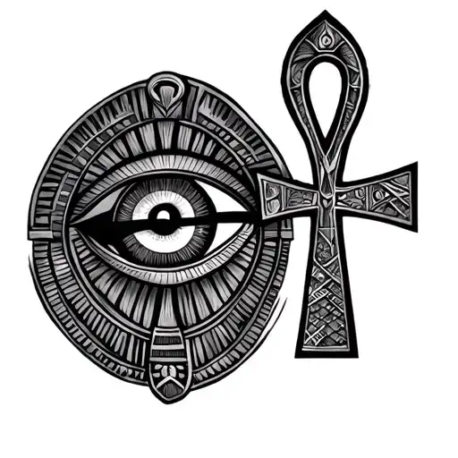 Egyptian Sleeve Ankh Symbol With Eye