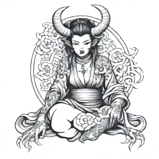 Japan Demon Girl Sitting
