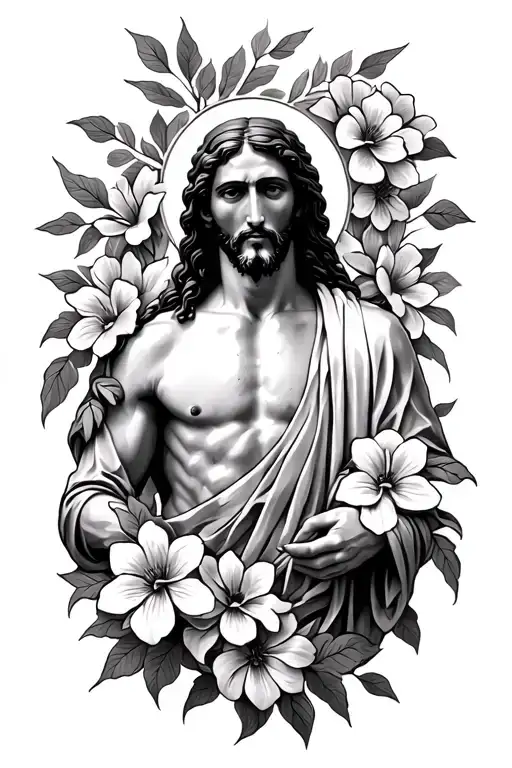 Flowers Surrounding Jesus Stripped