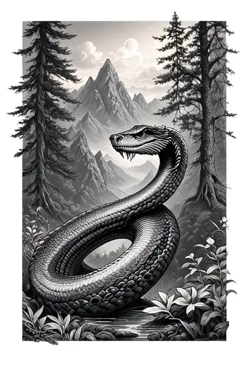 World Serpent Mountains Forest Scene