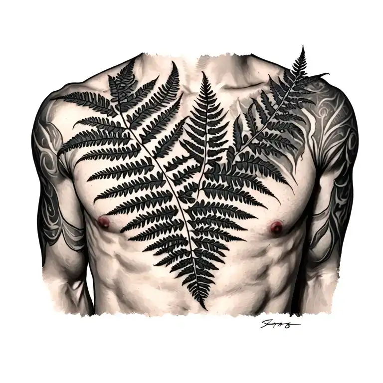 Ferns Under Pectoral Muscle Covering Horizontal Scars