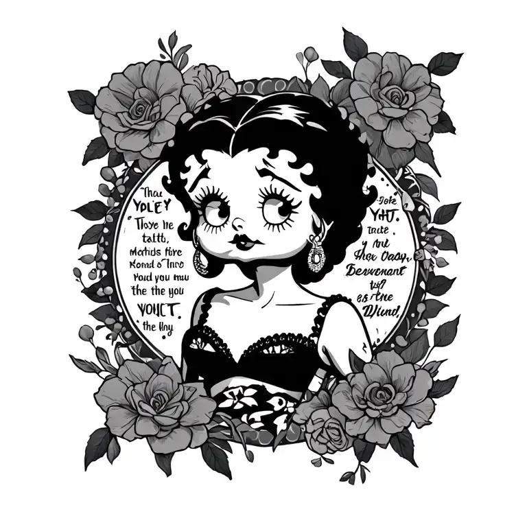 Sad Betty Boop With Uplifting Quotes And Symbols