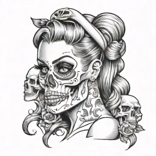 Pin Up Girl And Skull