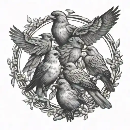 Birds In A Circle Of Hands