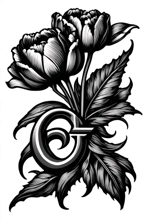 Tulips And Aquarius Sign Intertwined