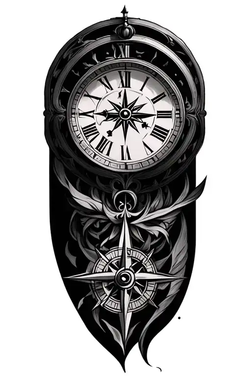 Clock And Compass Rose