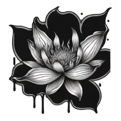Lotus Flower With Blood Dripping And Turning Into Water