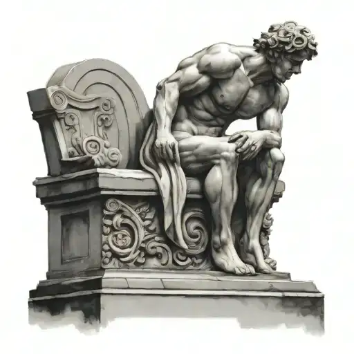 A Greek Monument In Front Of A Statue Comprising A Fountain And A Rose