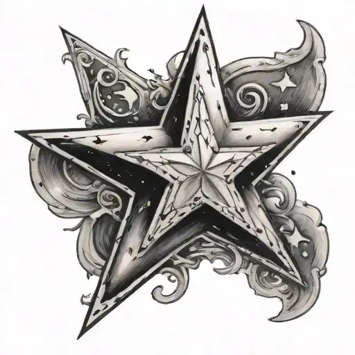 Small Nort Star With A Peter Pan Hat In The Middle