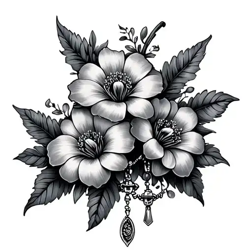 Flowers And Rosary Beads