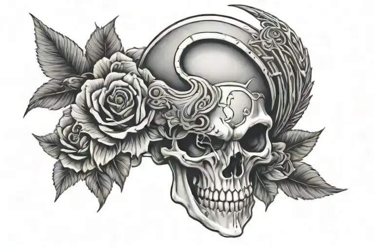 Spartan Skull Crow And Black Rose