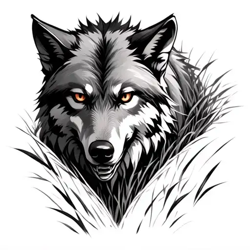 Scar Wolf Coming Out Grass