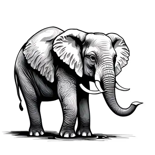 Elephant Simple Line Drawing