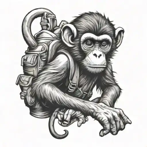 Monkey Backpacking Traveller