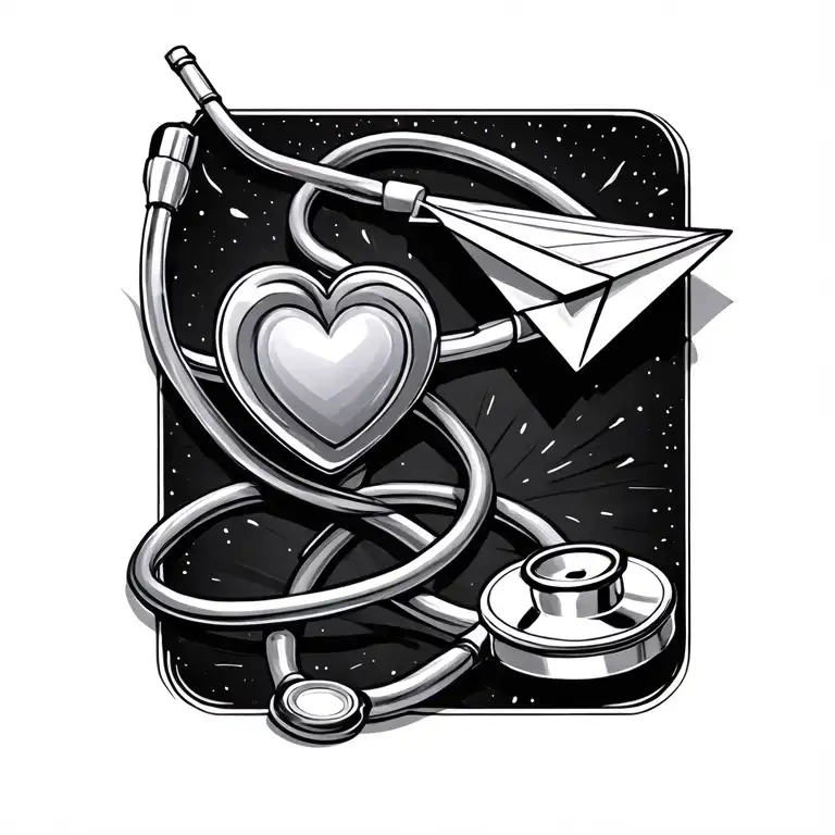 Stethoscope Paper Airplane With Heart