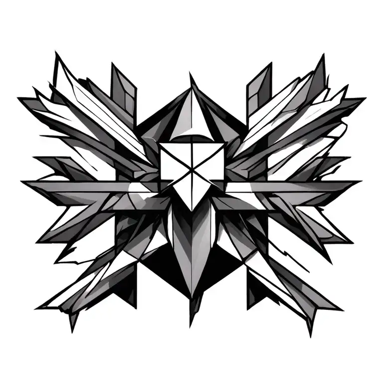 Geometric Chest Tattoo With Cross In Center