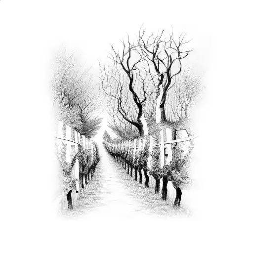 Vine Vineyard Path Leading To A Far-off City