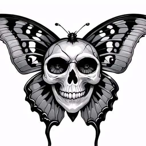 Butterfly With Sharp And Futuristic Edges With A Skull Inside It