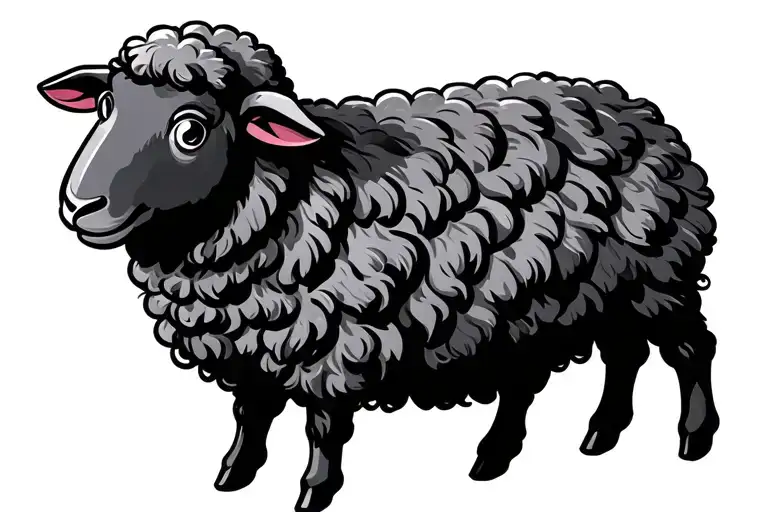 Funny Black Sheep Standing