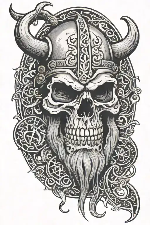 Viking Skull Surrounded By Viking Lettering