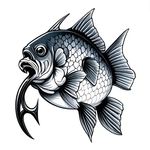 Fish Hook Memorial Tattoo Using