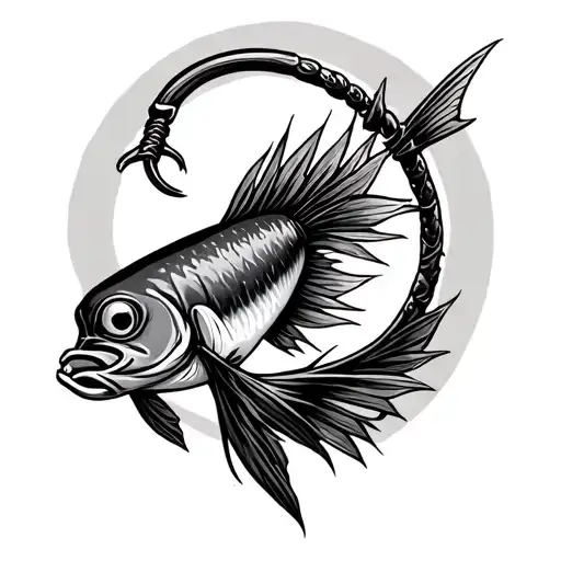 Fishing Hook Memorial Tattoo Design