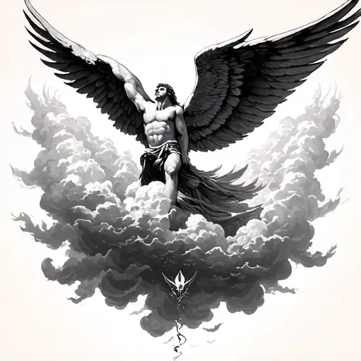 Icarus Falling Through Clouds