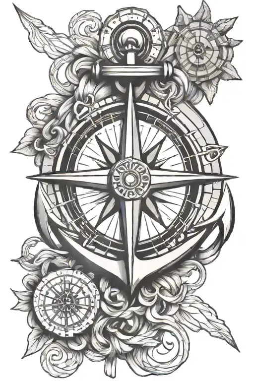 Anchor And Compass Intertwined