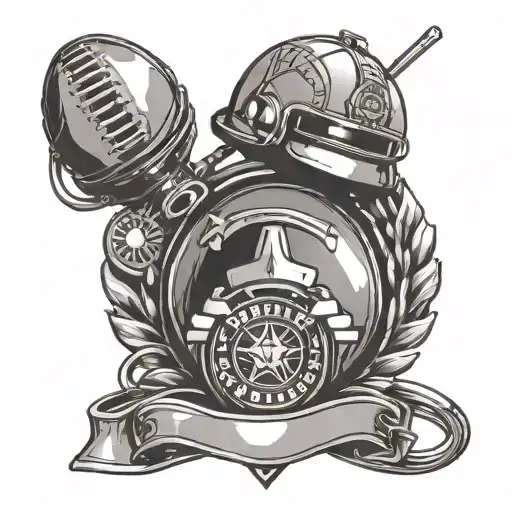 A Police Badge Intertwined With Football And Dj Equipment