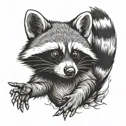 Raccoon Throwing The Bird