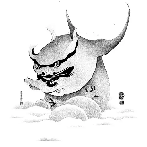 Chinese Ghost Folklore Portrayed In Black And Grey