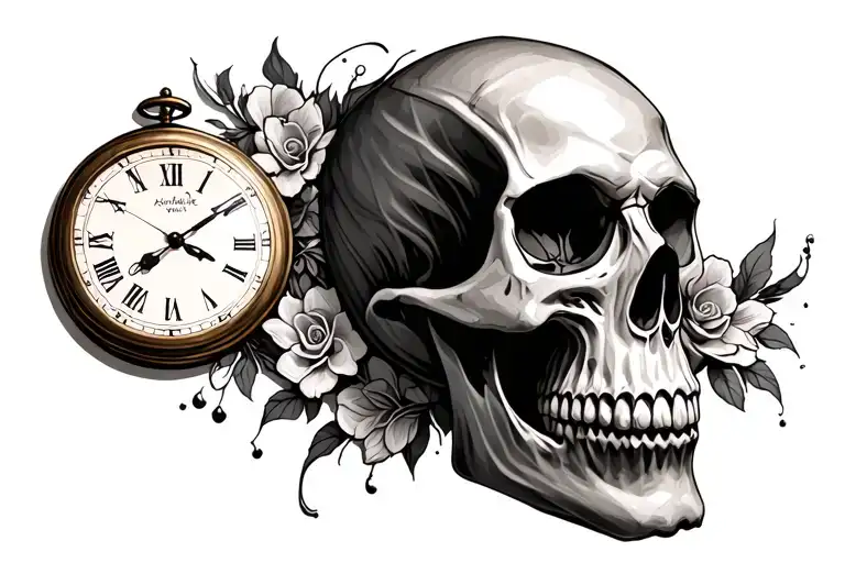 Clock And Skull Soft Shading