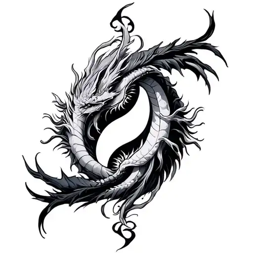 Gemini Zodiac Sign Intertwined With Dragons In A Yin Yang