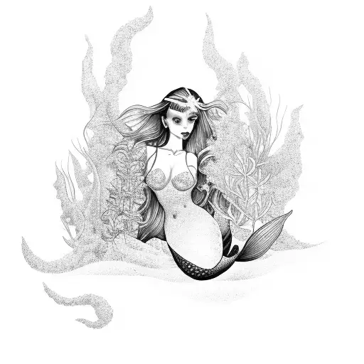A Seductive Mermaid Surrounded By Cannabis Leaves