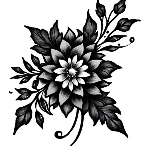 Fine Line Cross Made Of Floral Designs