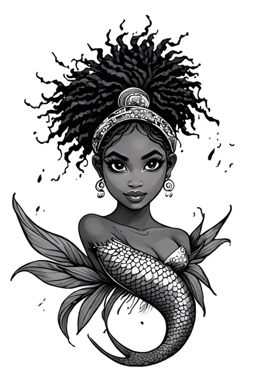 Beautiful African Worrier Murmaid With Cartoon Eyes