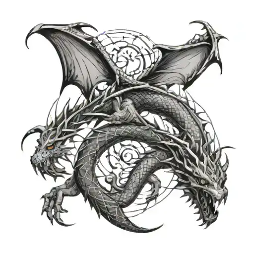 Design A Tattoo Of A Dragon Intertwined With Mathematical Equations