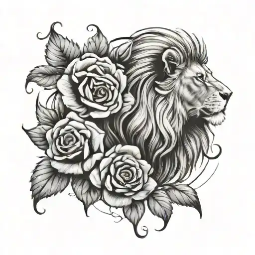 Lion And Roses