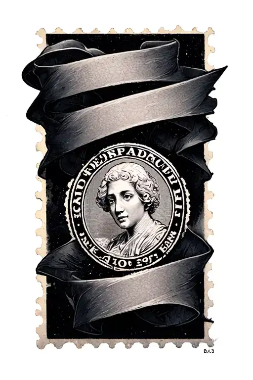 Tattoo That Wraps Around Forearm With Postage Stamp In The Middle