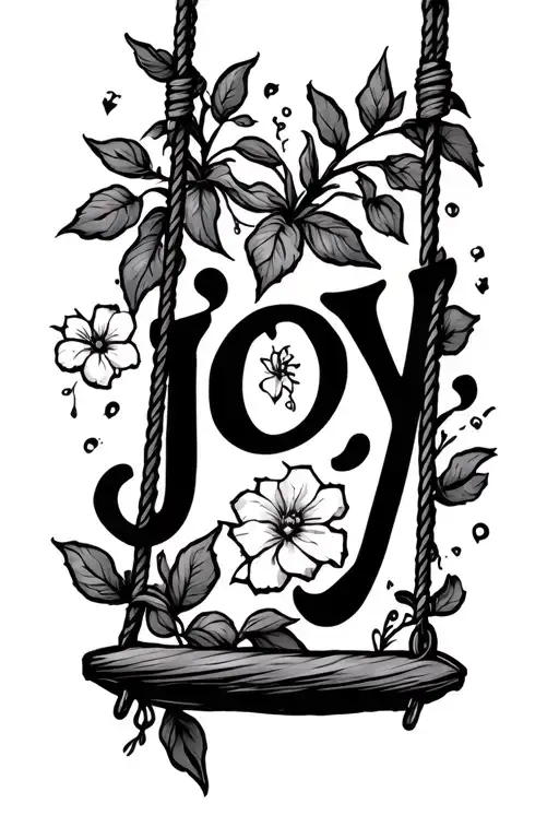 The Word 'Joy' Incorporate A Swing Hanging