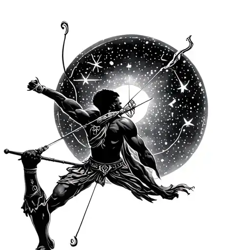 Black Male Sagittarius Shooting His Bow And Arrow Into The Constellation Of December 3Rd 1990