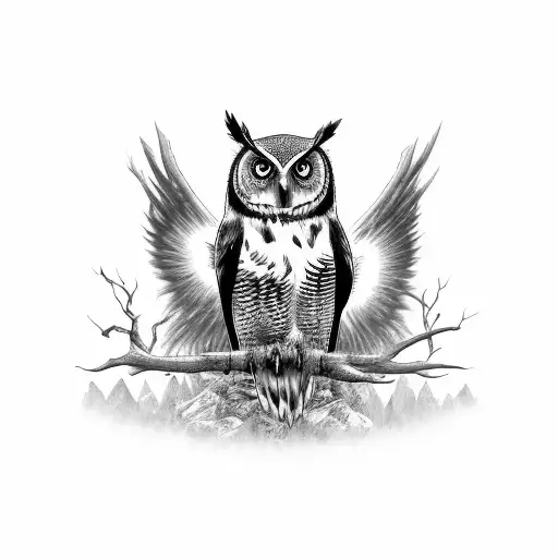 Gothic Owl Flying Graveyard Background