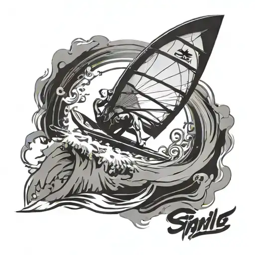 Windsurfer In Jump With Quote Surrounded