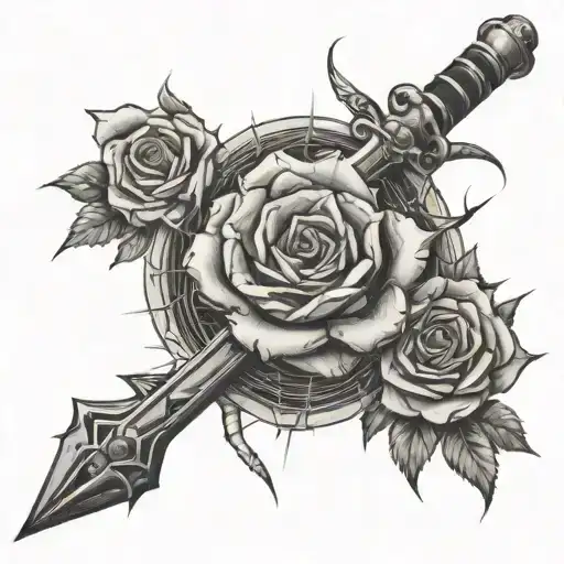 The Spider's Web And The Sword Extending From The Rose