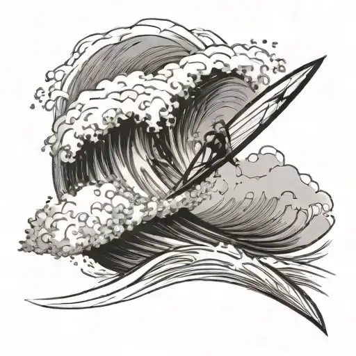 Windsurfer Jump On Big Waves Crashing In The Background