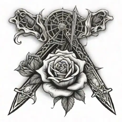 The Spider's Web And The Sword Extending From The Rose