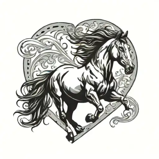 Horse Going Into A Heart Shape With Space For Names